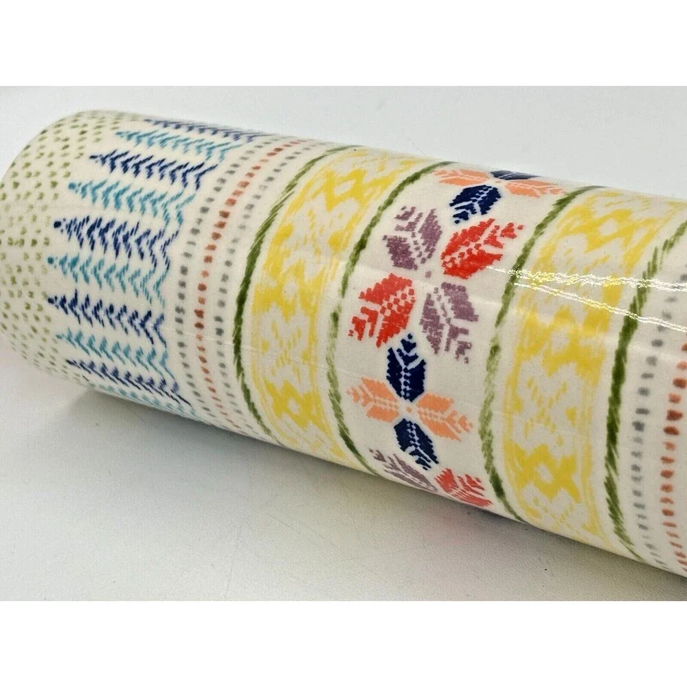 Anthropologie Rolling Pin POLAR GAZE‎ Ceramic Winter Holiday Folk Snowflake
